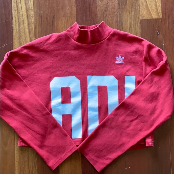 adidas Tops - Adidas rare red branded XS crop pullover